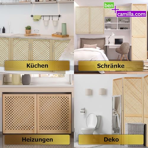 ben+camilla.com Gittertür 99,3 x 59,4 cm | Hochwertige Kiefer Massivholztüren - unbehandelt für Schrank- & Möbelbau oder Heizungsverkleidung