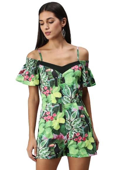 kassually jumpsuits for women Green Off-Shoulder Tropical Printed Jumpsuit-picture-48
