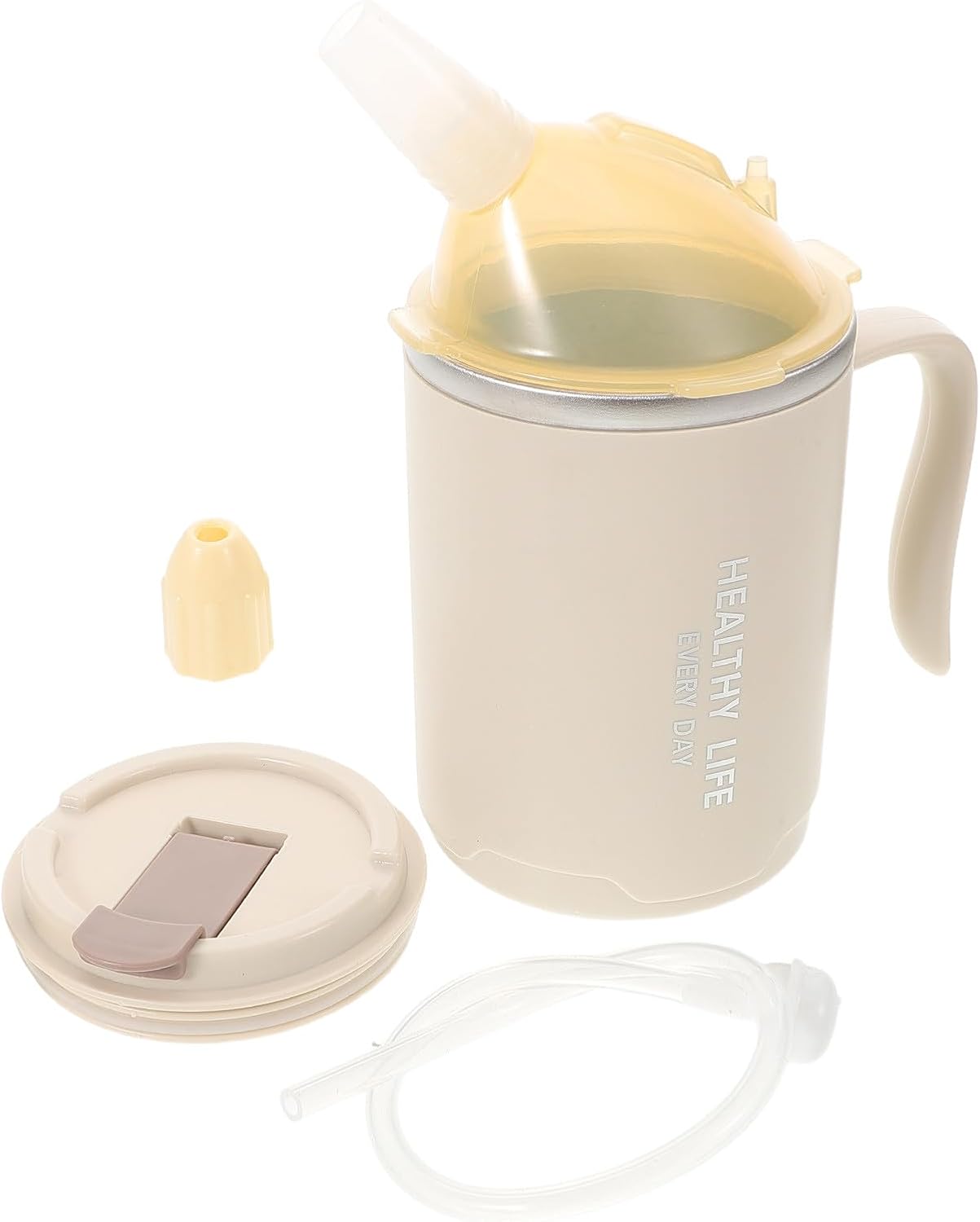 GLEAVI Adaptive Dysphagia Drinking Cup for Disabled Adults with Handles 400ml Spill-proof Elderly Care Liquid Food Cup for Bedridden Patients and Hospital Use