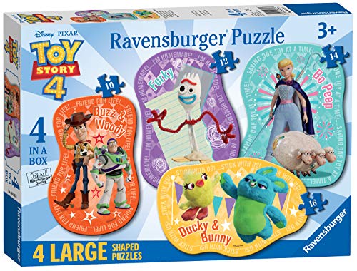 Ravensburger Disney Toy Story 4, 4 Large Shaped Jigsaw Puzzles (10, 12, 14, 16 piece) for Kids age 3 years and up