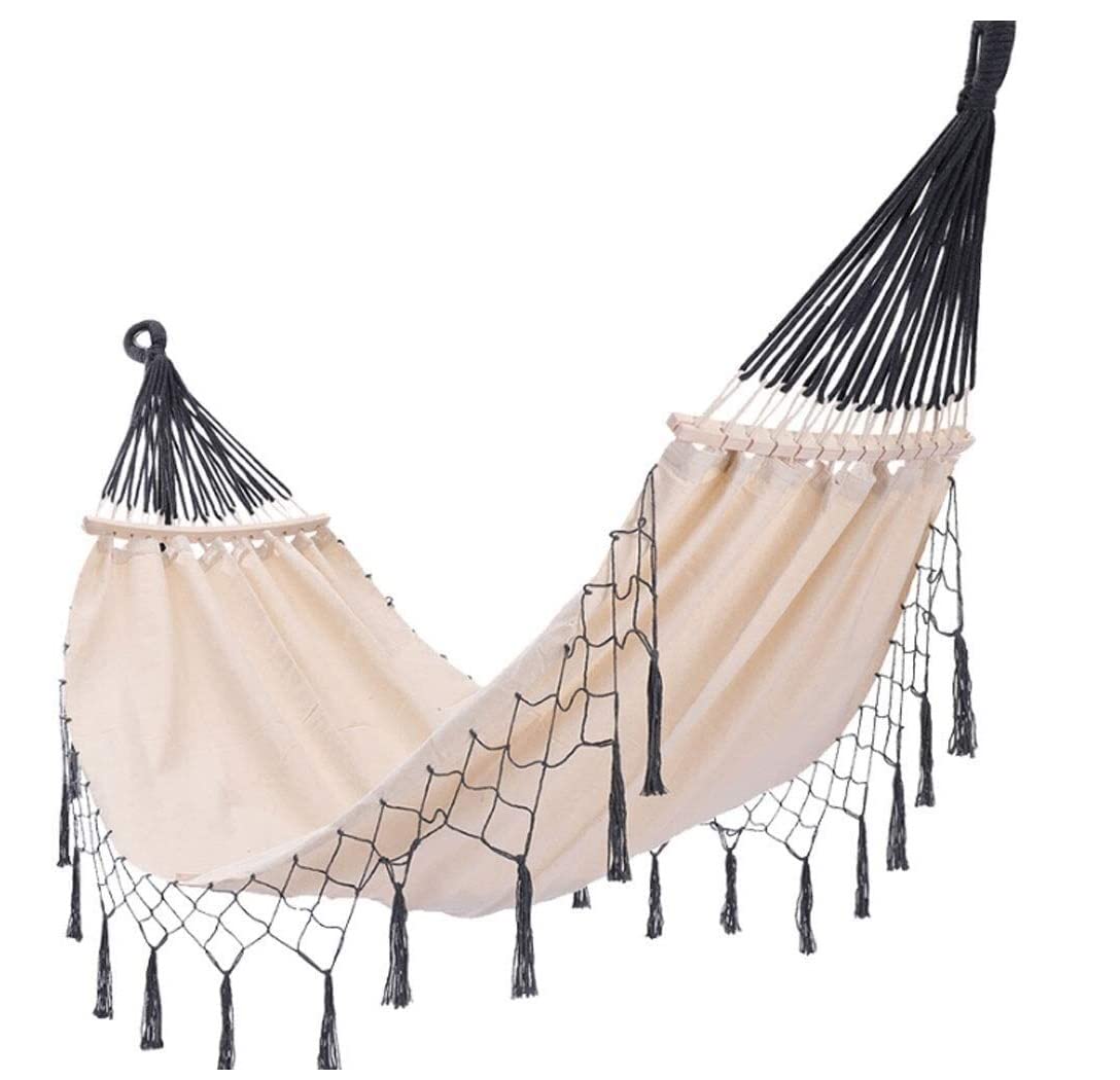 Hamaca Colgante, Hammock Hamaca de algodón para Exteriores con borlas, Bolsa Transporte portátil para Acampar, terraza, jardín, Playa, Patio, hamacas Hamaca de Viaje
