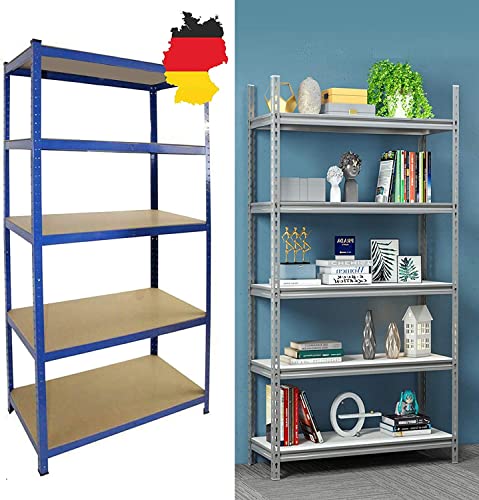 Estantería para cargas pesadas, 170 x 75 x 30 cm, 5 estantes, metal, capacidad de carga de hasta 875 kg, color azul Cover