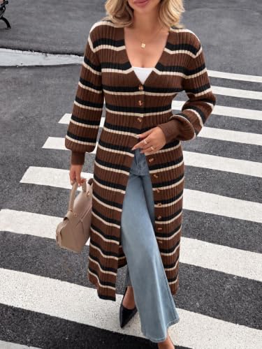 Image of Saodimallsu Womens Long Duster Cardigans Button Down Maxi Sweater Dress