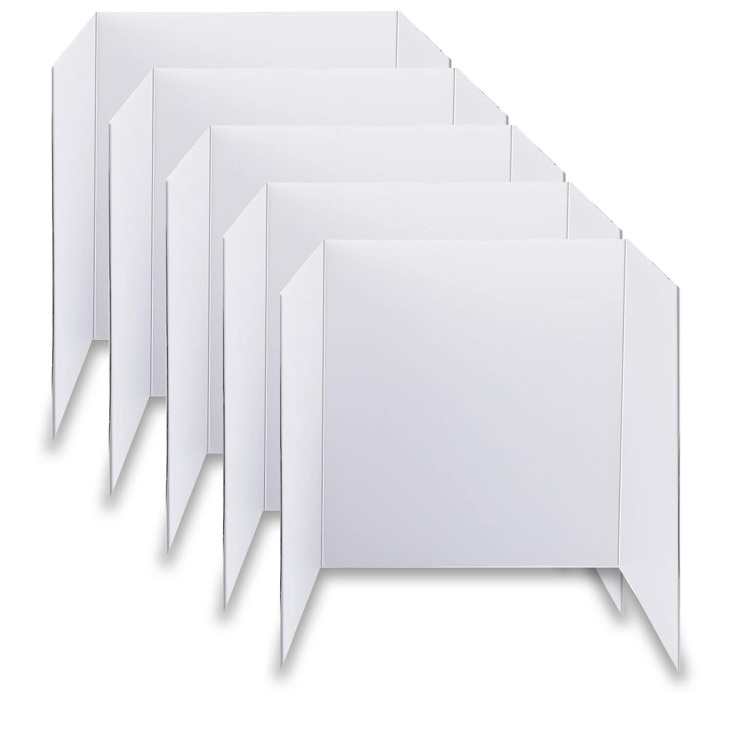 Trifold Poster Board, 24" x 16", 5-Pack, White Corrugated Project Boards for Science Fairs, School Projects, Event Displays, and Business Presentations