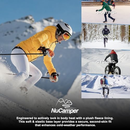 NuCamper Pantalón Interior Térmico para Hombre, Mallas Termicas Hombre, Pantalones Térmicos de Compresión Hombres Calzoncillos Largos Capa Base con Forro Polar Ropa Invierno Esquí Leggins - imagen 7