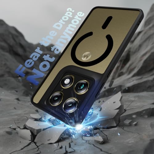 Image of RIGGEAR Shockproof Sleek Hybrid Armor Magnetic Back Cover Case Compatible with MagSafe Accessories for Motorola Moto Signature 5G (Clear PC + Black TPU Bumper)