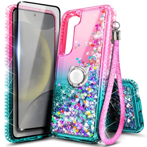 Coque Samsung S23 Plus antichoc avec bague rotative et film écran en verre trempé