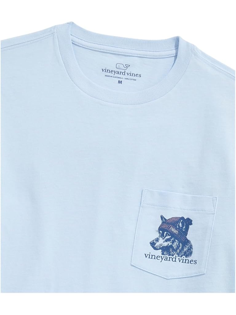 Blue Vineyard Vines Husky Ski Dog Long Sleeve Pocket Tee