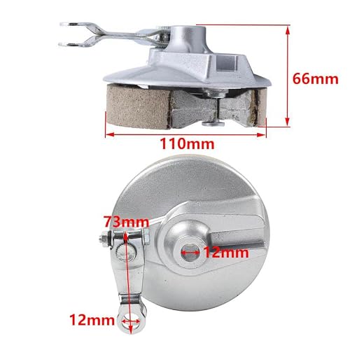 Newsmarts 2pcs Motorcycle Front Rims Wheel Drum Hub & Cover Brake Shoe Aluminum Sliver for HONDA Monkey Bikes Z50 Motorbike