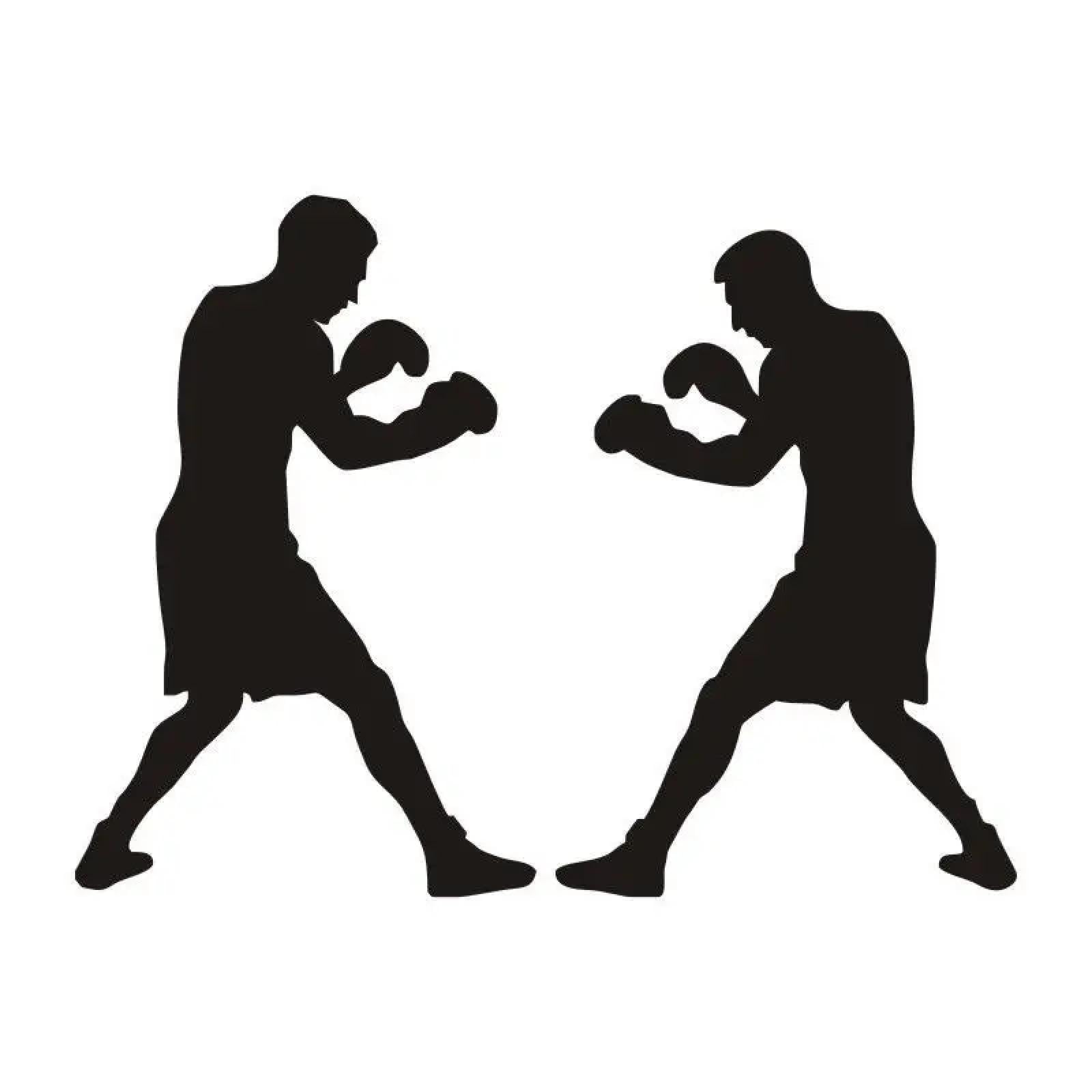 Yibuhang Black Vinyl Boxer Fighting Silhouette Wall Art Decal Sport Removable Sticker Living Room Boxing Gym Mural