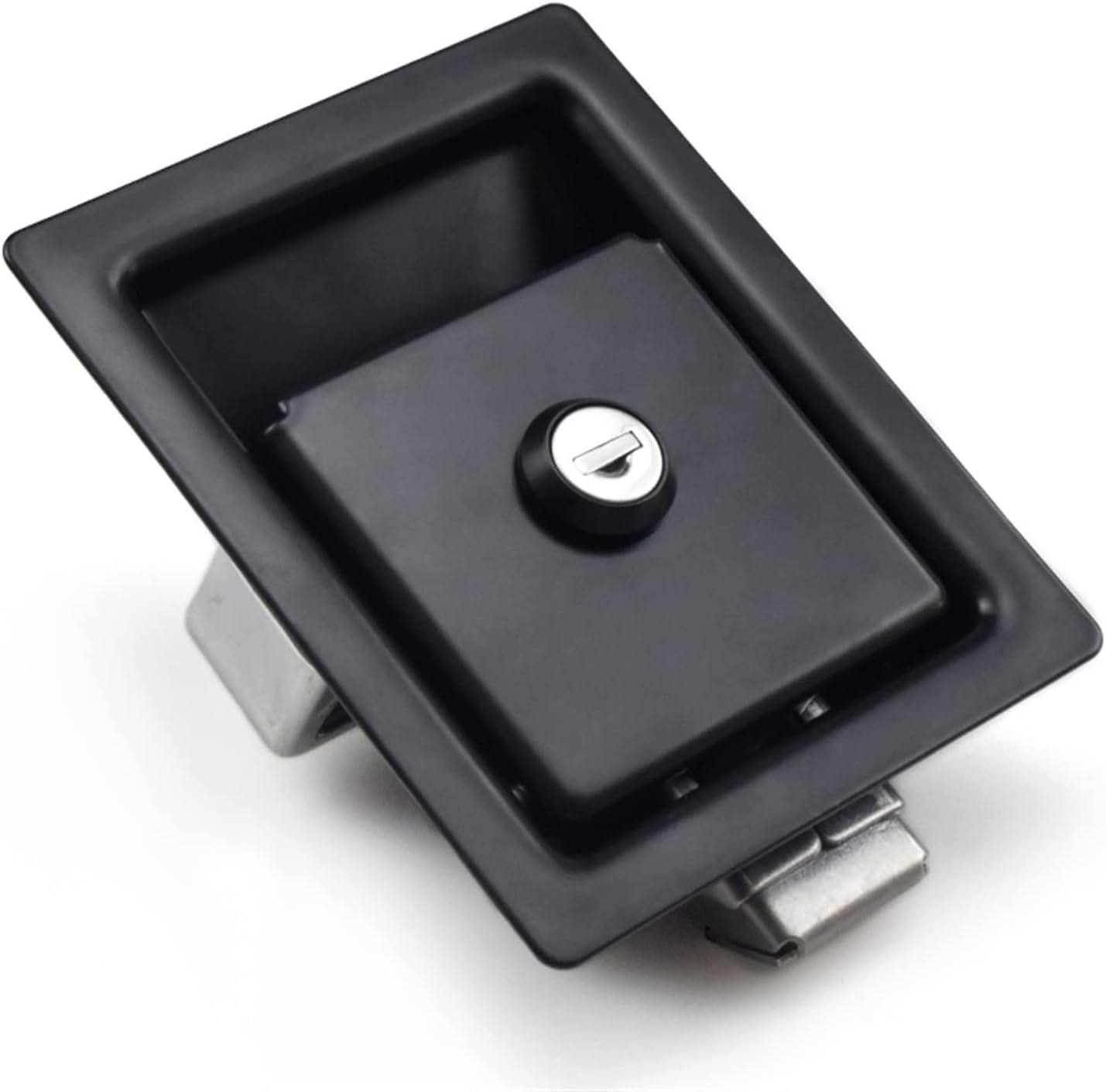 Black Flush Mount Carbon Steel Heavy Duty Premium Paddle Handle Locking Latch for Special Vehicles Modified Vehicles 1Pcs (Color : with Lock)