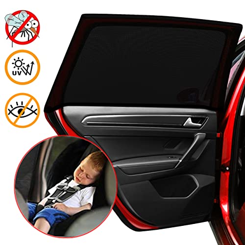 AEYAKA Car Window Shades, Car Window Screens, Car Sun Shade, Car Window Sun Shades,Car Window Shade for Baby Breathable Mesh Car Rear Side Window Shade Universal Fit Most Car (2 Pack)