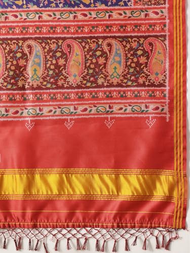 Image of Kalamkari Patola Dupatta Digital Printed With Handmade Tassels