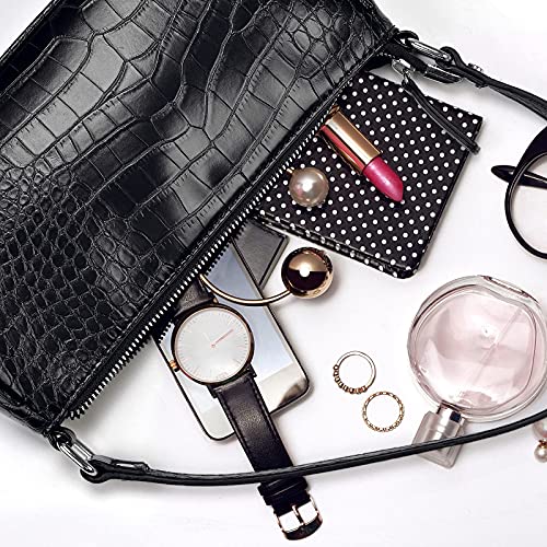 Retro Classic Clutch Shoulder Bag for Women Vegan Leather Croc Small Purse with Zipper Closure - Image 4