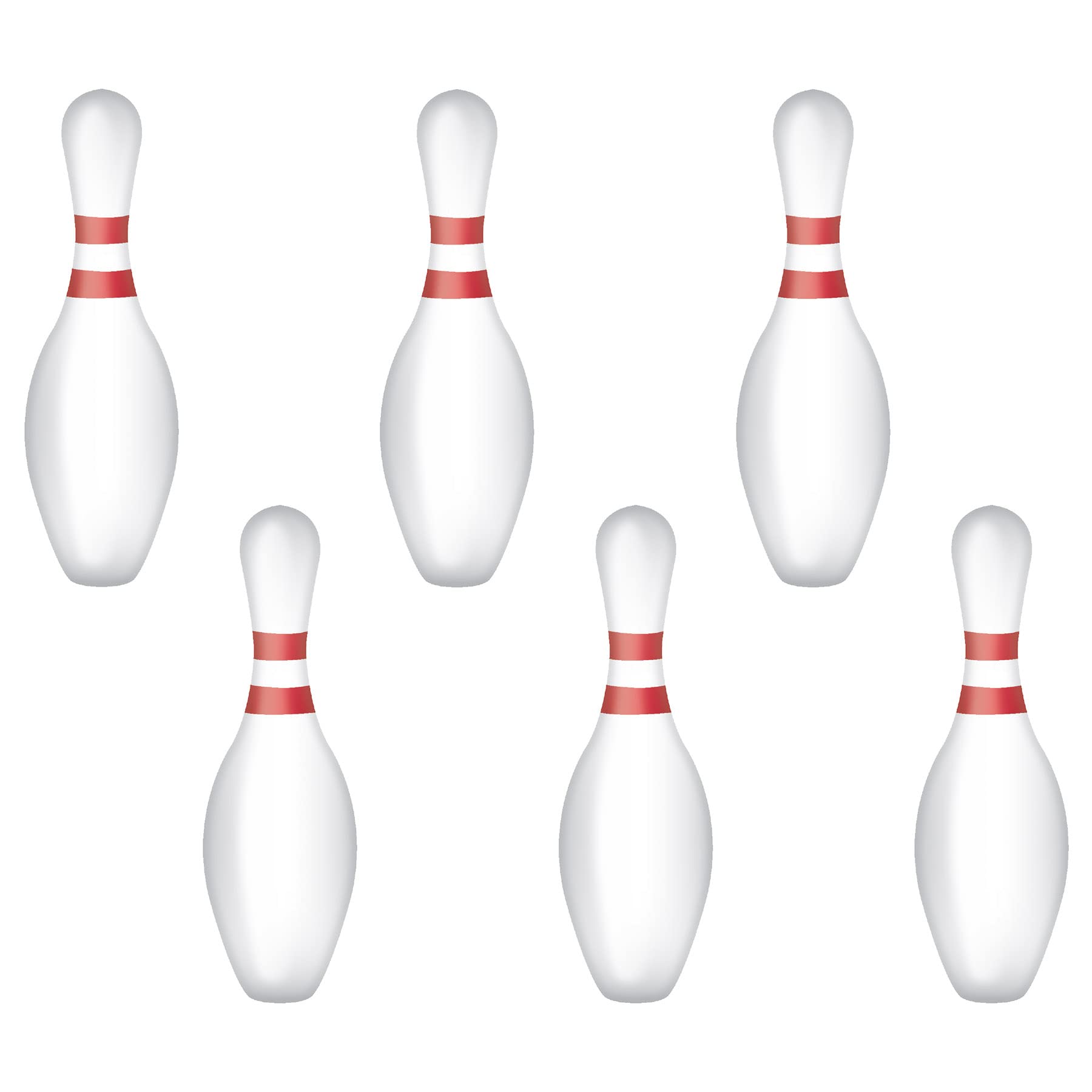 Beistle Bowling Pin Cutouts – 6 Double-Sided Cardstock Decorations for Retro Bowling Parties Game Night Events Sports Theme Celebrations Arcade