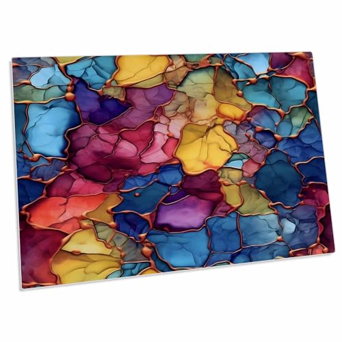 3dRose Desk Pad Rainbow Ink Wash Fondo Dorado miniatura 1