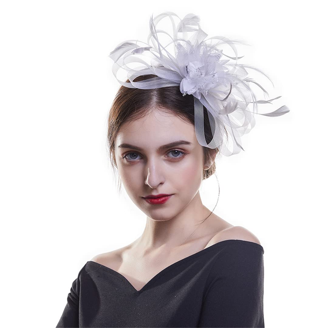 Ślubne nakrycia głowy z piór, fascynatory, spinki do włosów, spinki do włosów, kapelusze koktajlowe, akcesoria do kapeluszy na przyjęcie herbaciane, spinki do włosów z piórami i kwiatami (F)