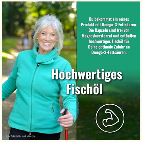 Omega 3 Kapseln Hochdosiert – 400 Fischöl Kapseln Hochdosiert - Reines Omega 3 Öl Aus Nachhaltigem Fischfang – 1000mg Fischöl und 350mg Omega3 Fettsäuren Pro Kapsel – Mit Omega 3 Triglyceride EPA DHA