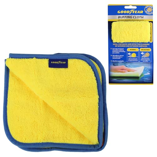 Goodyear Microfibre Buffing Cloth I Specially designed microfibre cloth for polishing and buffing your vehicle | Showroom finish | Microfibre attract more dirt than normal cloth | Machine washable