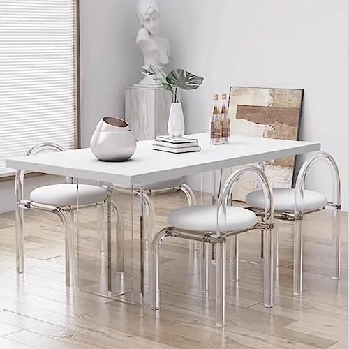 Juego de 4 sillas de comedor modernas tapizadas de terciopelo acrílico con patas transparentes, muebles elegantes de cocina y dormitorio para comedor, tocador y decoración del hogar