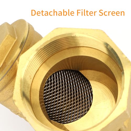 Image of BORDSTRACT Brass Strainer 1 inch BSPP Female Thread Y Shaped Brass Strainer Valve Connector for Working Environment of Water, Gas and Oil (DN25)