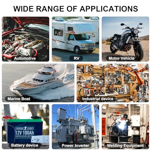 Image of iGreely 2 /0 AWG Battery Welding Cables,2 /0 Gauge Copper Battery Wires with 5 /16'' Heavy Duty Lugs for Automotive Inverter RV Solar Marine Boat,Replacement Parts & Accessories (Red + Black 1FT Pair)