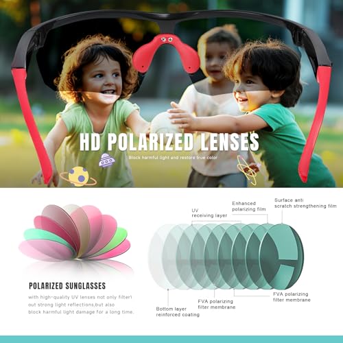 Image of Kids Sunglasses Polarized Youth Baseball Softball Cycling Sports Sun Glasses Boys Girls