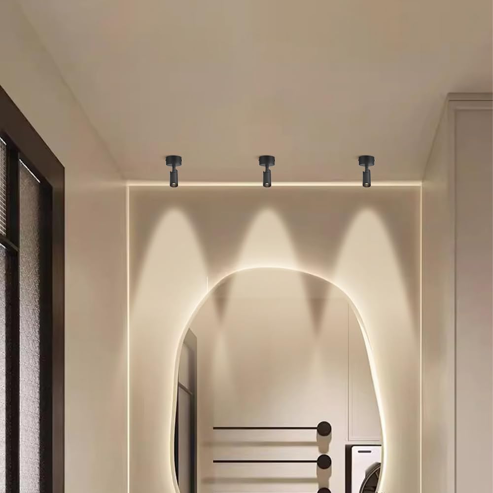 Faretto LED da soffitto Regolabile a Incasso, Lampada focalizzabile, Kit di Illuminazione a Binario Fisso da 3W, faretti direzionali orientabili per Cucina e Galleria, Nero 30,Black4000k