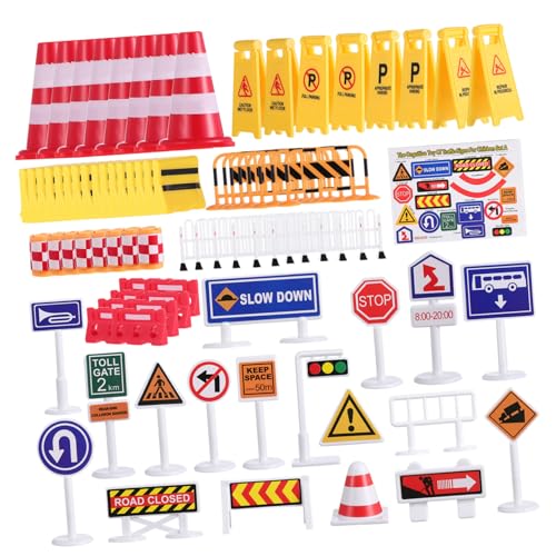 BESPORTBLE Set de Jouets Panneaux de Signalisation Routière Plastique pour Garçon Fille de Petits Panneaux de Signalisation de Circulation Éducatifs et Accessoires de Jeu de Route