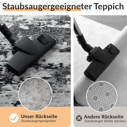 INOVADAY Abstrakt Waschbarer Teppich 90x150 cm Schwarz/Grau/Weiß/Blau – Ansicht 3