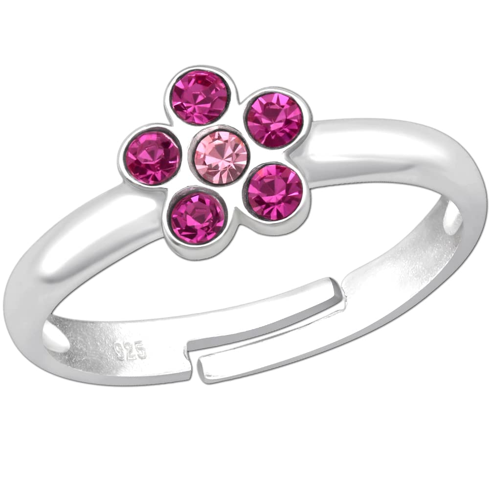Mädchen verstellbarer Fingerring echt 925 Sterling Silber Blume Kinder Ring