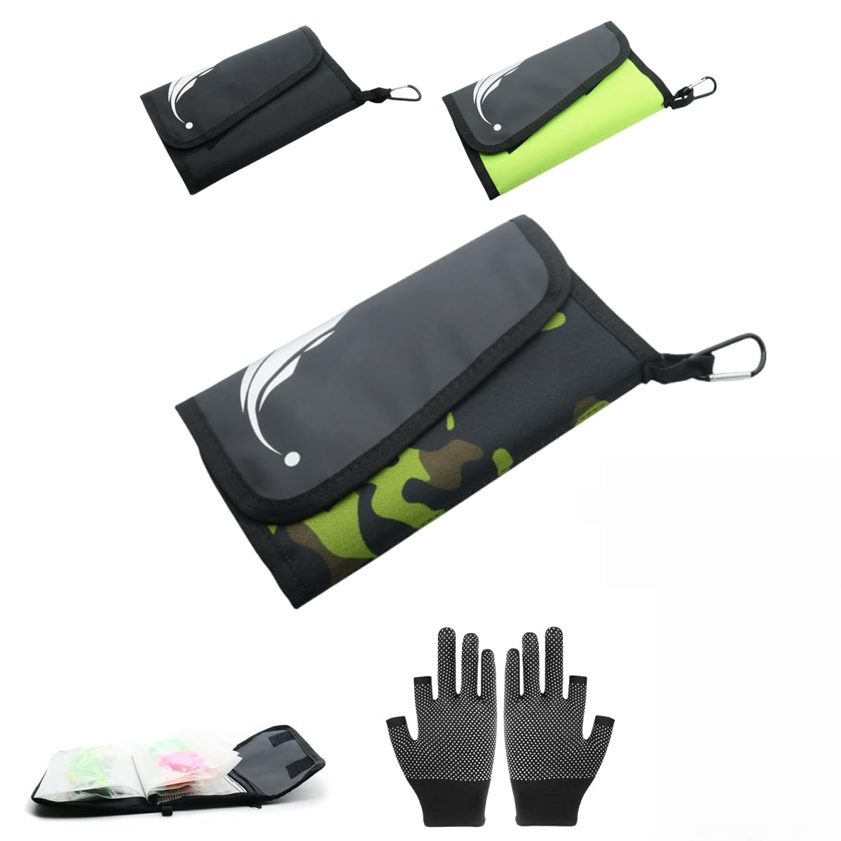 Portable Multi-Layer Fishing Bait Organizer,Waterproof Soft Lure Storage Bag for Hooks,Sinkers & Rigs (Camouflage)