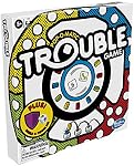 Hasbro Trouble Board Game Pop-o-Matic Dice Roller Includes Power Die and Shield to Amp Up The Fun, Game for Kids Ages 5 and Up, 2-4 Players, English (Amazon Exclusive), F1358