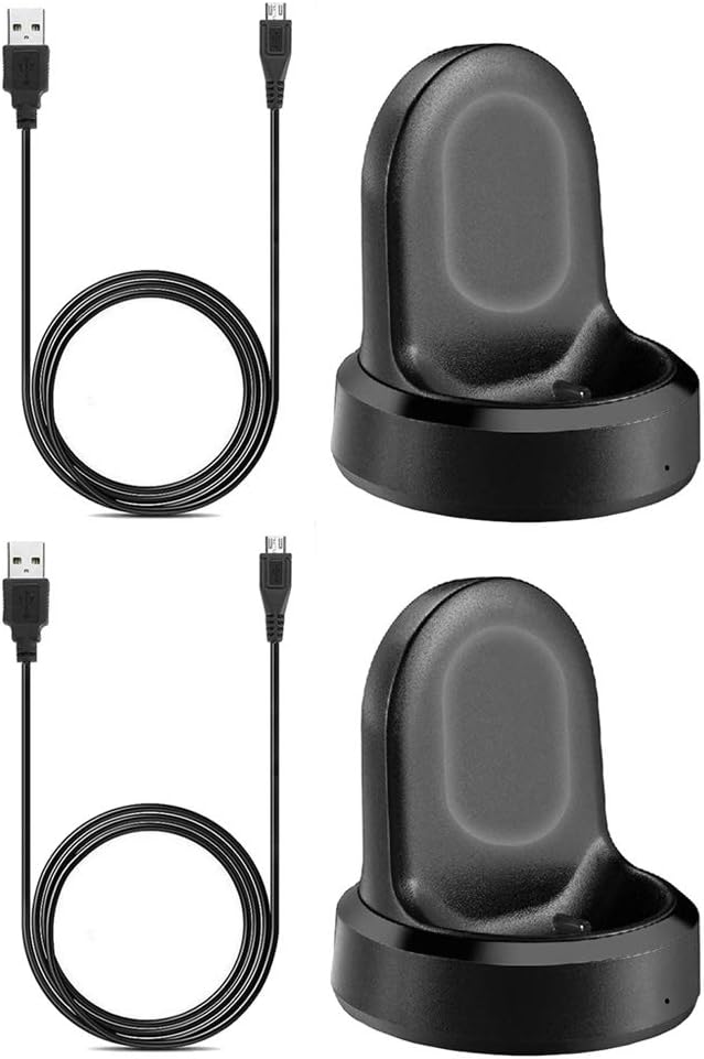 Threeeggs Galaxy Watch Charger, Replacement Charging Cradle Dock for Samsung Galaxy Watch SM-R800 / SM-R810 Smart Watch (Black, 2PCS)