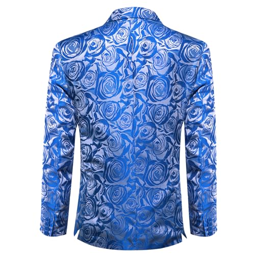 Image of Barry.Wang Mens Flowers Blazer Suit Jacket Floral Jacquard Notched Lapel Tuxedo Casual Sport Coat Disco Prom Wedding Party