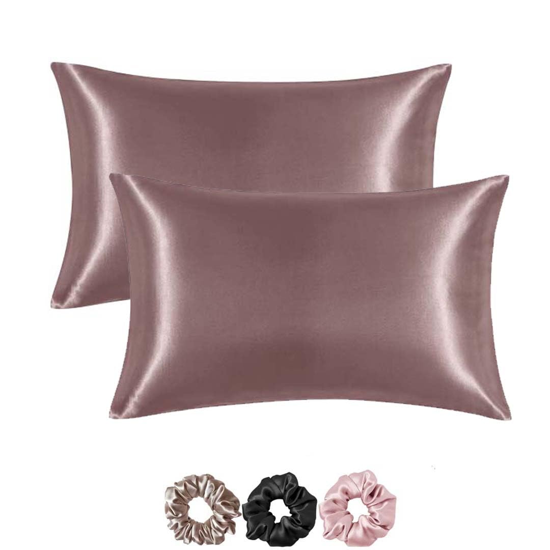 Filloxy Satin Silk Pillow Cover 2 Piece | 3 PC Multicolor Scrunchies | with Envelope Closure Design | Comfortable for Hair and Skin | Case Set - 18"x28" inches (2.Dusty Rose) (B0CW6884PK) Amazon Price History, Amazon Price Tracker
