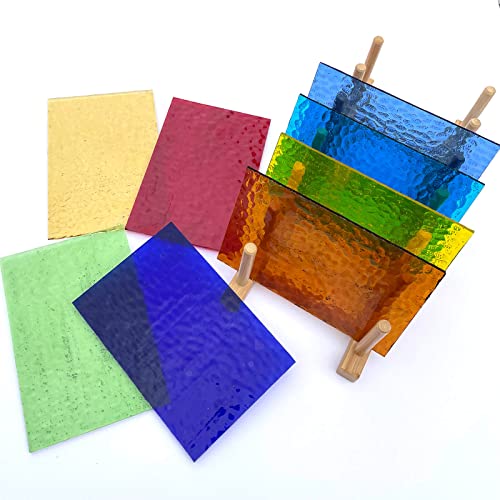 Litmind 8 Sheets Transparent Stained Glass Sheets, 4X6 Inch Mosaics Glass Pieces For Art Crafts, Ripple Textured Cathedral Art Glass Sheets For Stained Glass Projects #TOP2