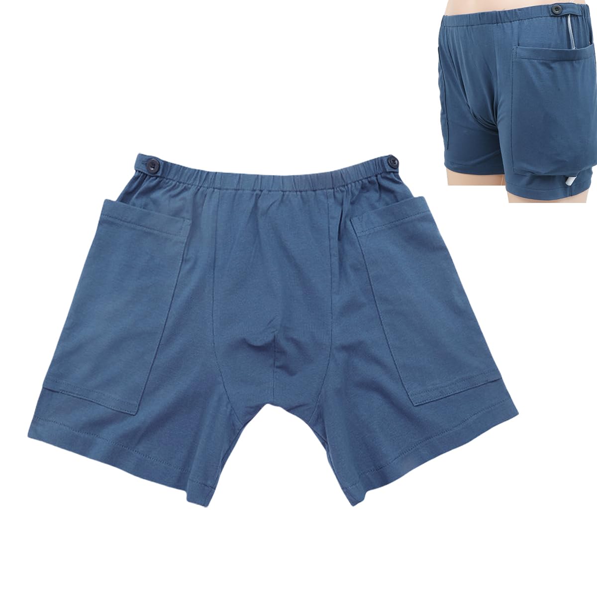 Siomlana Fistula Pants,Urinary Drainage Pants Catheter Pants,Incontinence Care TrousersOstomy Drainage Bag Care Pants,Urine Bag Pants for Biliary Catheters,Suprapubic,Nephrostomy(Man,Blue,L)