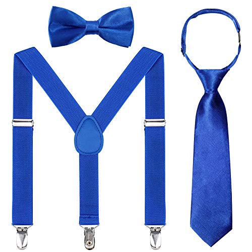 Image of Kids Suspender Bowtie Necktie Sets - Adjustable Elastic Classic Accessory Sets for 6 Months to 13 Year Old Boys & Girls