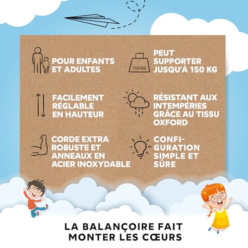 Balancoire nid d'oiseau supportant jusqu'à 150 kg pour petits et grands - 7