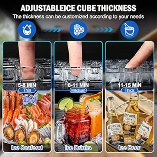 Commercial Ice Maker Machine 110 LBS/24H, 36 Ice Trays Freestanding & Undercounter Ice Machine Stainless Steel with 20 LBS Ice Storage Capacity, Ice Maker with Water Line and Filter, Dual Water Inlet