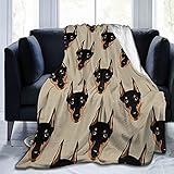 Mantas de Felpa de Franela con patrón de Perro Doberman, Mantas Suaves y cálidas, Colcha / Cubierta de Cama / sábanas de 150x125cm