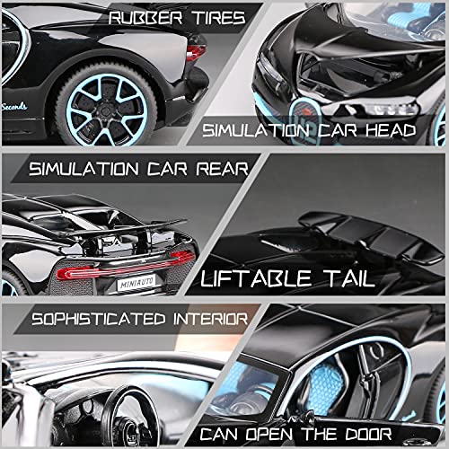 1:32 Bugatti Chiron Zinc Alloy Pull Back Car Diecast Electronic Toys With Lights And Music,Decorative,Mini Vehicles Toys For Kids,Boyfriend,Young Peoples Gift（Red） #TOP3
