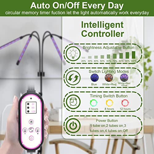 Grow Lights For Indoor Plants Full Spectrum,80Leds Plant Light For Indoor Plants With 15"-60" Adjustable Tripod,4 Hea #TOP1