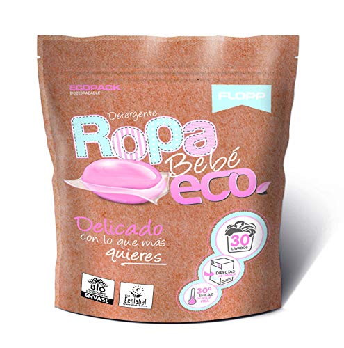 Flopp - Detergente Ecológico en Cápsulas para la Ropa de Bebé (30 Capsulas) | Detergente Delicado. Detergente Ropa Bebé Eco Limpia sin Ensuciar el Planeta.
