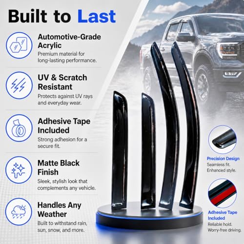 Image of IG Window Visors Fit for 1980-1996 Ford Bronco, Out-Channel Rain Guards Vent Wind Deflectors 2PC, Truck Accessories for 1980-1996 Ford F150 F250 F350, 1997 Ford F250 HD