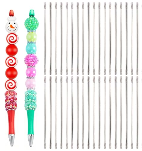 Frinnovan 80 Packs 117 mm Metal Beadable Pen Rods Thin Wire Charms Beadable Pen Extender Rods for Replacement Bars for DIY Pen Keychain Repair Craft Making Supplies