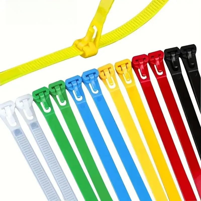 50pcs Reusable nylon cable ties - suitable for cable management and organization in homes, gardens, and offices, Black