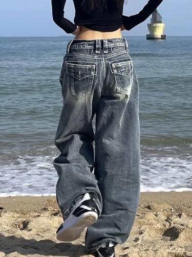 Pokn Y2K Grunge Pants - Straight Leg, Baggy & Wide Leg Jeans - Low Waisted Streetwear3