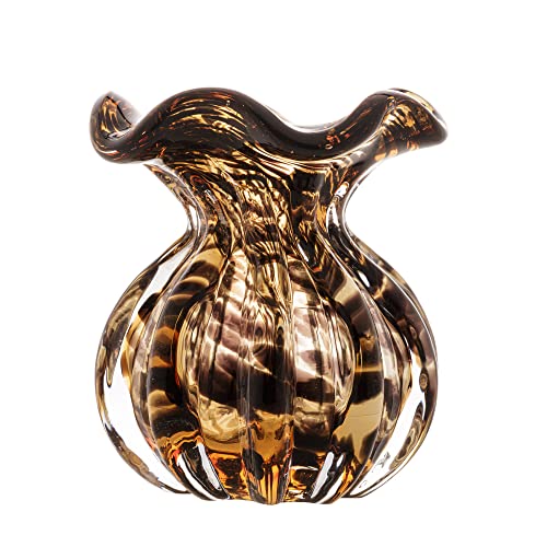 VASO WOLFF DE VIDRO AFRICA 10x11CM MARROM E PRETO